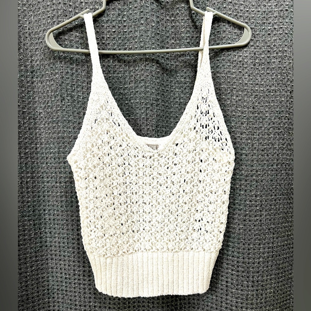 J. Crew Cropped V-neck sweater-tank in textured pointelle